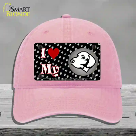 I Love My German Shorthaired Novelty License Plate Hat Unconstructed Cotton / Pink