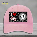 I Love My Newfoundland Novelty License Plate Hat Unconstructed Cotton / Pink