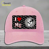 I Love My Papillon Novelty License Plate Hat Unconstructed Cotton / Pink