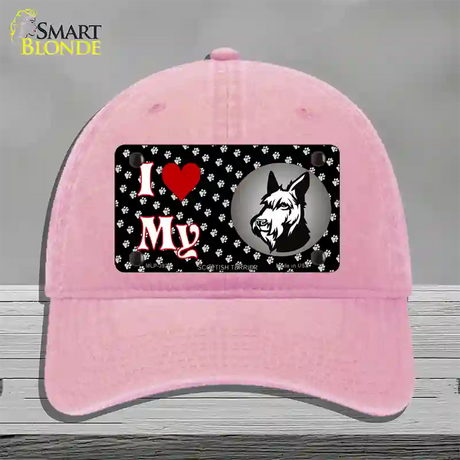 I Love My Scottish Terrier Novelty License Plate Hat Unconstructed Cotton / Pink