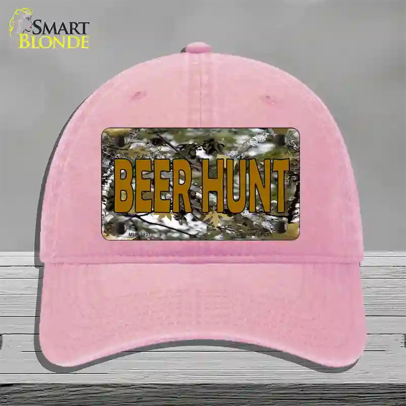 Beer Hunt Novelty License Plate Hat Unconstructed Cotton / Pink