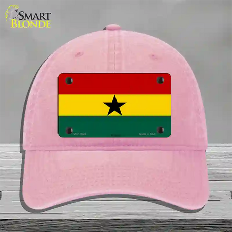 Ghana Flag Novelty License Plate Hat Unconstructed Cotton / Pink