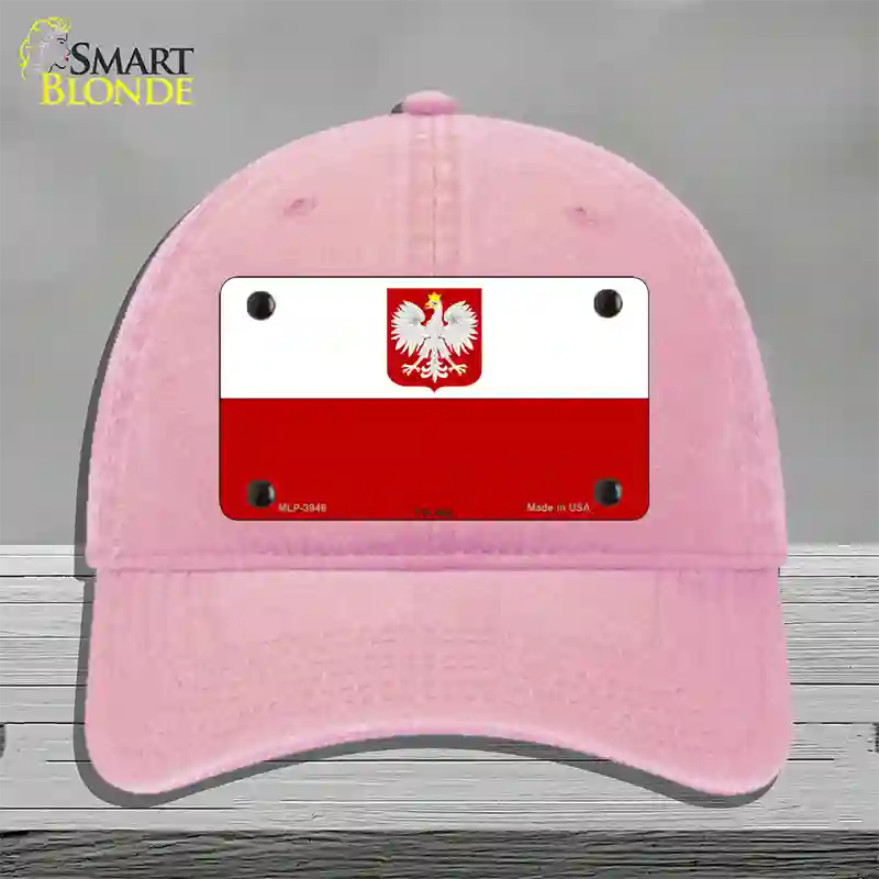 Poland Eagle Flag Novelty License Plate Hat Unconstructed Cotton / Pink