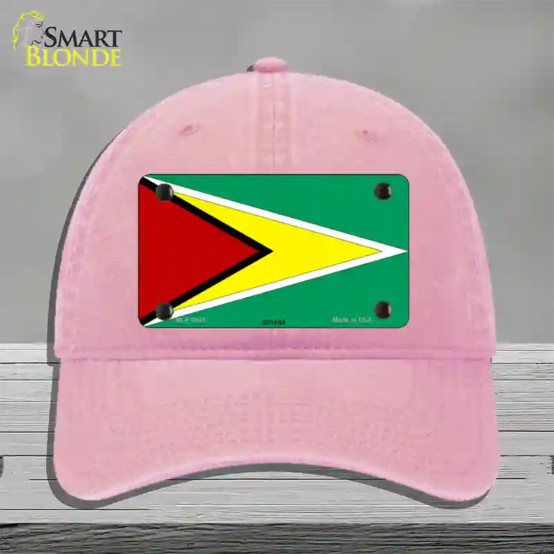 Guyana Flag Novelty License Plate Hat Unconstructed Cotton / Pink