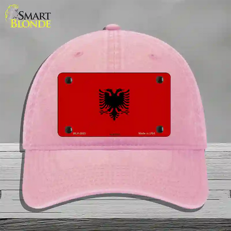 Albania Flag Novelty License Plate Hat Unconstructed Cotton / Pink