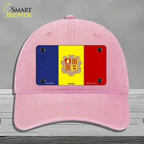 Andorra Flag Novelty License Plate Hat Unconstructed Cotton / Pink