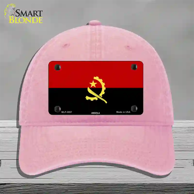 Angola Flag Novelty License Plate Hat Unconstructed Cotton / Pink