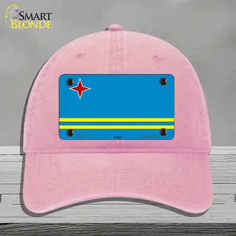 Aruba Flag Novelty License Plate Hat Unconstructed Cotton / Pink