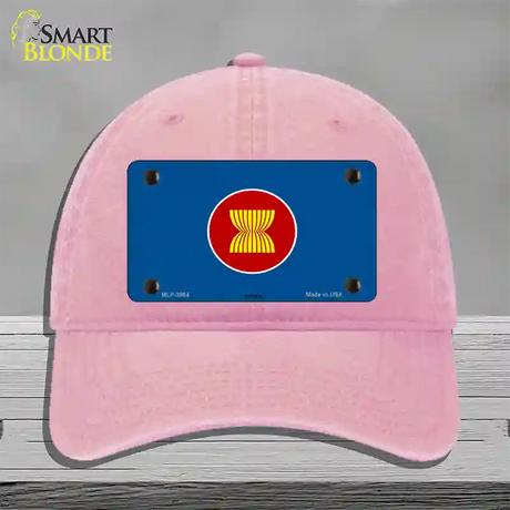 Asean Flag Novelty License Plate Hat Unconstructed Cotton / Pink