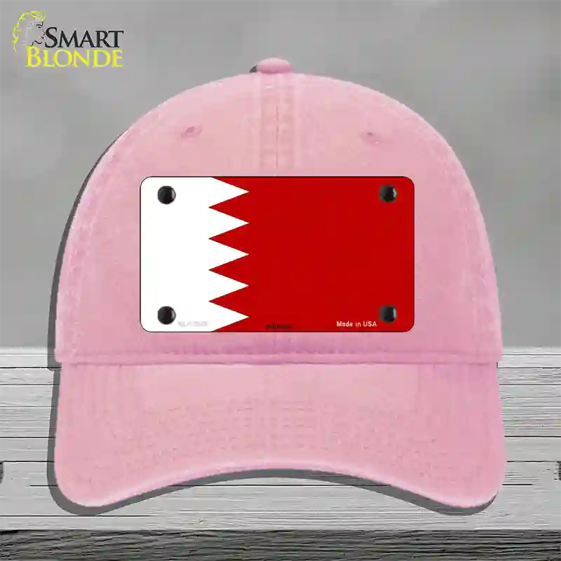 Bahrain Flag Novelty License Plate Hat Unconstructed Cotton / Pink