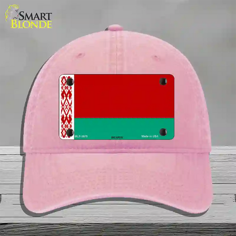 Belarus Flag Novelty License Plate Hat Unconstructed Cotton / Pink