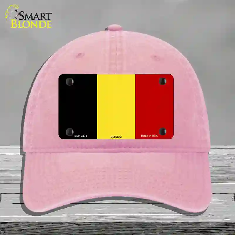 Belgium Flag Novelty License Plate Hat Unconstructed Cotton / Pink