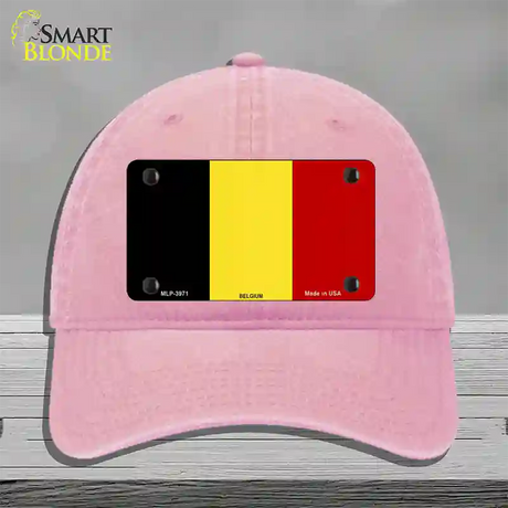 Belgium Flag Novelty License Plate Hat Unconstructed Cotton / Pink