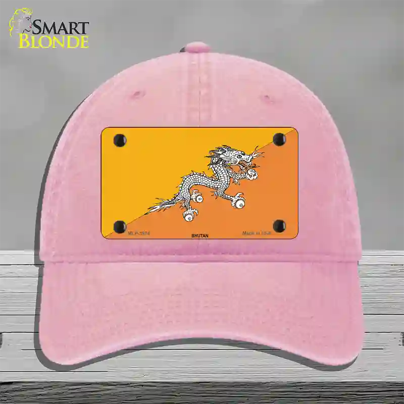 Bhutan Flag Novelty License Plate Hat Unconstructed Cotton / Pink