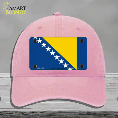 Bosnia Herzegovina Flag Novelty License Plate Hat Unconstructed Cotton / Pink