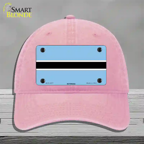 Botswana Flag Novelty License Plate Hat Unconstructed Cotton / Pink