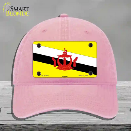 Brunei Flag Novelty License Plate Hat Unconstructed Cotton / Pink