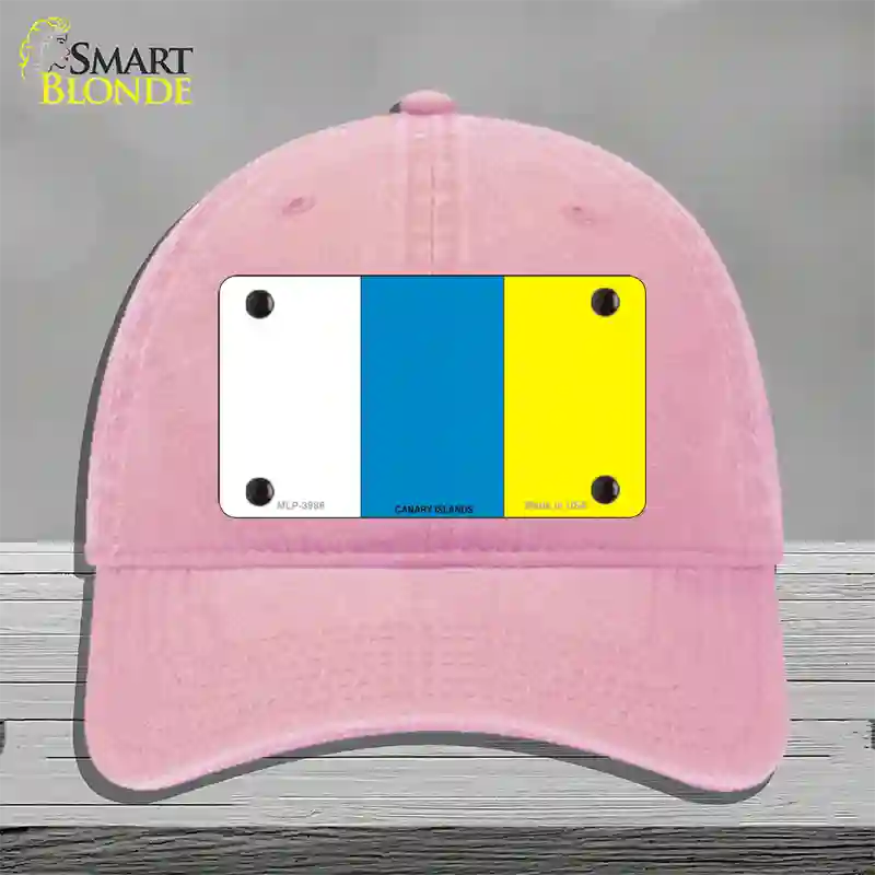 Canary Islands Flag Novelty License Plate Hat Unconstructed Cotton / Pink