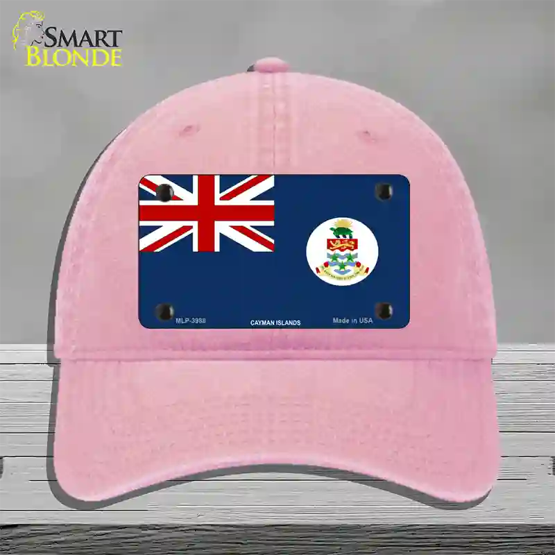 Cayman Islands Flag Novelty License Plate Hat Unconstructed Cotton / Pink