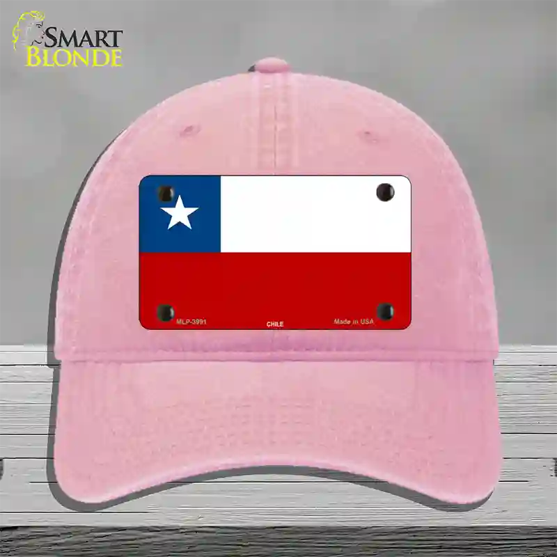 Chile Flag Novelty License Plate Hat Unconstructed Cotton / Pink