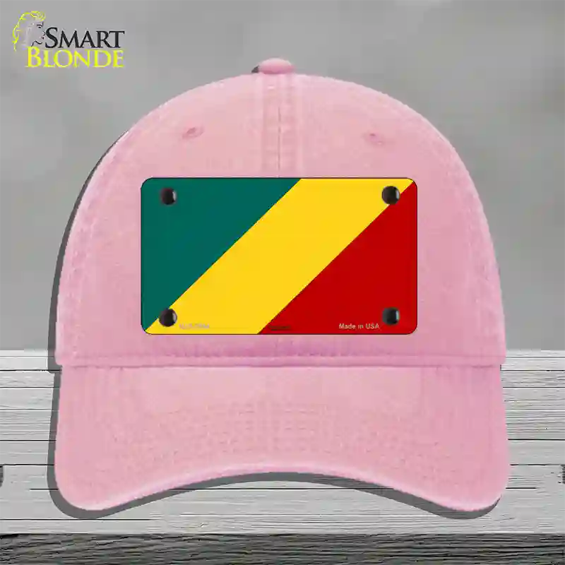 Congo Flag Novelty License Plate Hat Unconstructed Cotton / Pink