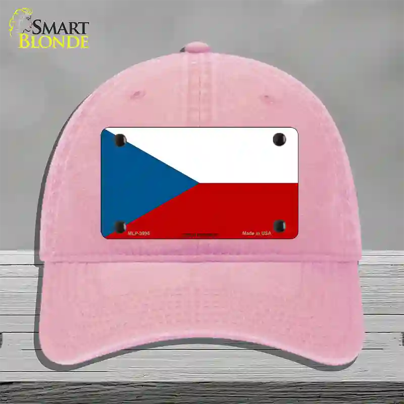 Czech Republic Flag Novelty License Plate Hat Unconstructed Cotton / Pink