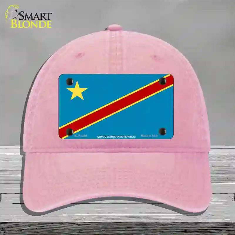 Congo Democratic Republic Flag Novelty License Plate Hat Unconstructed Cotton / Pink