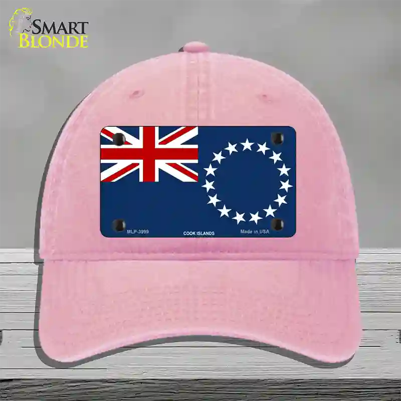 Cook Island Flag Novelty License Plate Hat Unconstructed Cotton / Pink