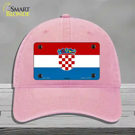 Croatia Flag Novelty License Plate Hat Unconstructed Cotton / Pink