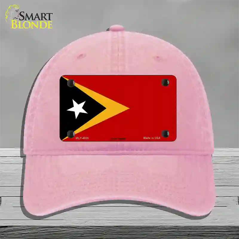 East Timor Flag Novelty License Plate Hat Unconstructed Cotton / Pink