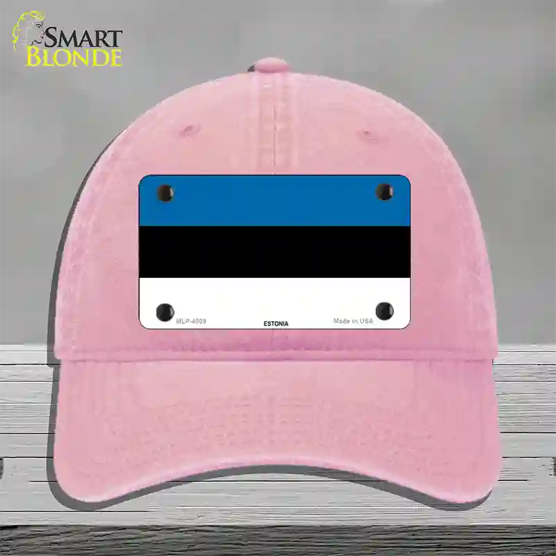 Estonia Flag Novelty License Plate Hat Unconstructed Cotton / Pink