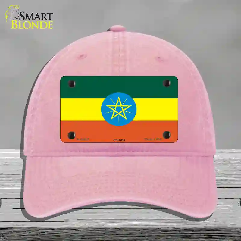 Ethiopia Flag Novelty License Plate Hat Unconstructed Cotton / Pink