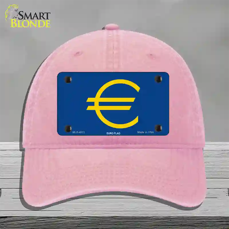 Euro Flag Novelty License Plate Hat Unconstructed Cotton / Pink