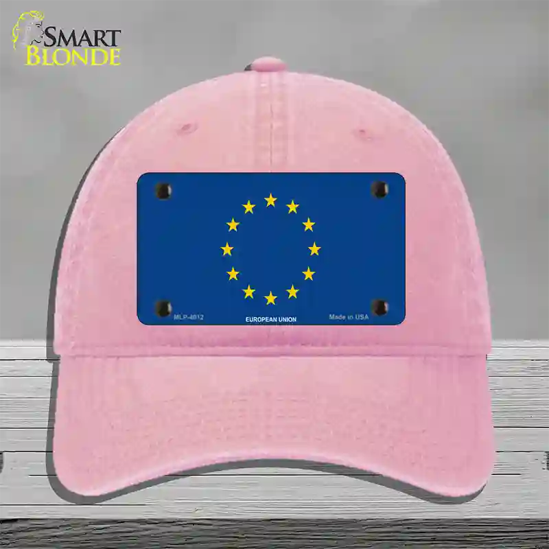 European Union Flag Novelty License Plate Hat Unconstructed Cotton / Pink