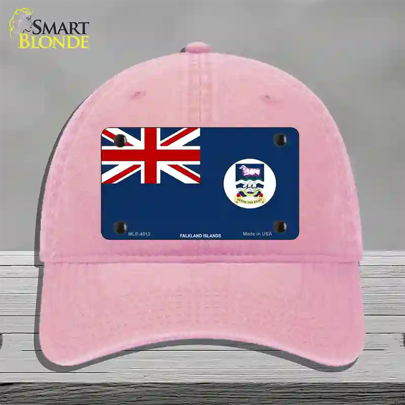 Falkland Islands Flag Novelty License Plate Hat Unconstructed Cotton / Pink