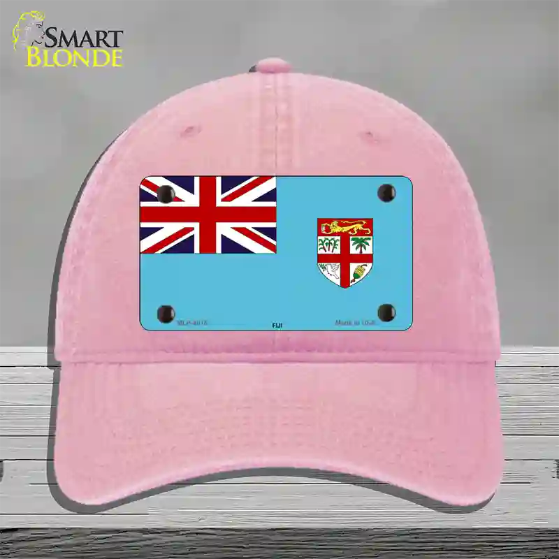 Fiji Flag Novelty License Plate Hat Unconstructed Cotton / Pink