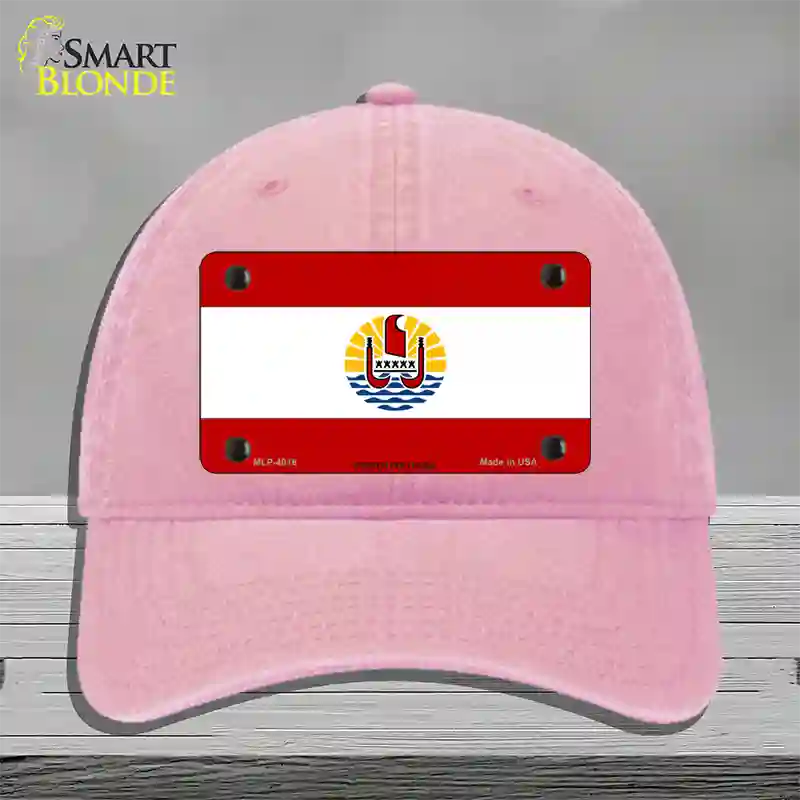 French Polynesia Flag Novelty License Plate Hat Unconstructed Cotton / Pink