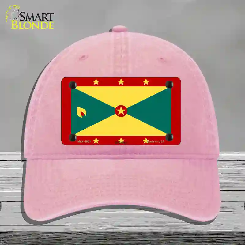 Grenada Flag Novelty License Plate Hat Unconstructed Cotton / Pink