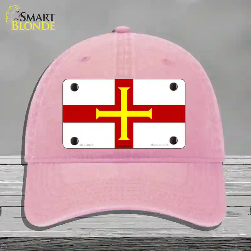 Guernsey Flag Novelty License Plate Hat Unconstructed Cotton / Pink