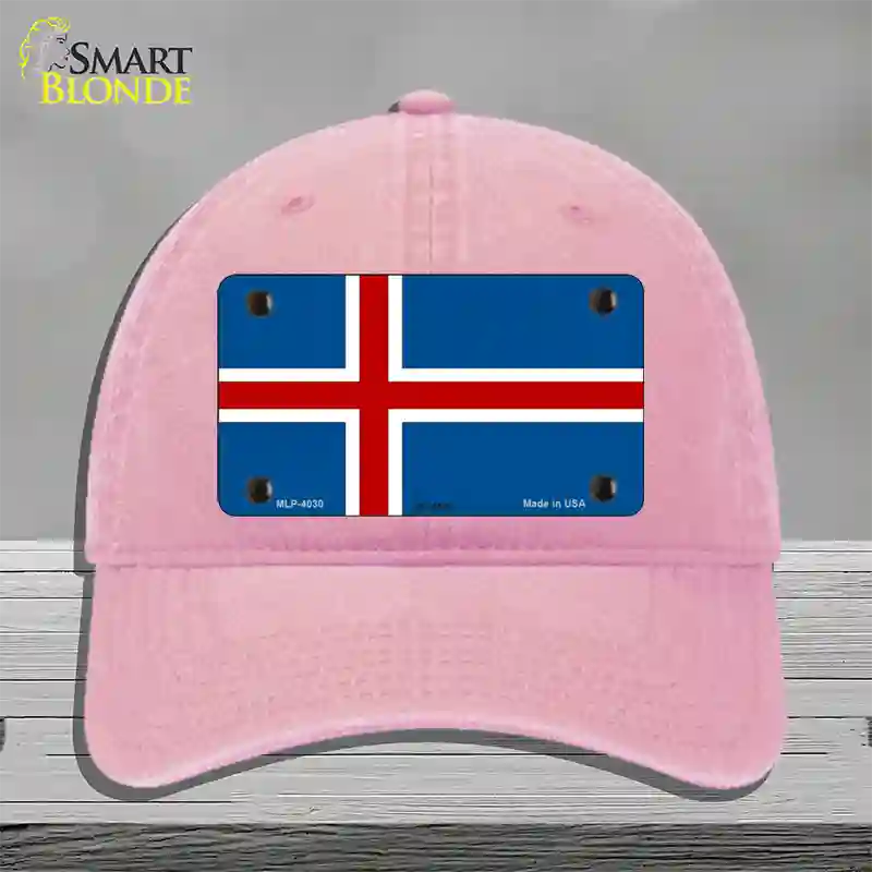 Iceland Flag Novelty License Plate Hat Unconstructed Cotton / Pink