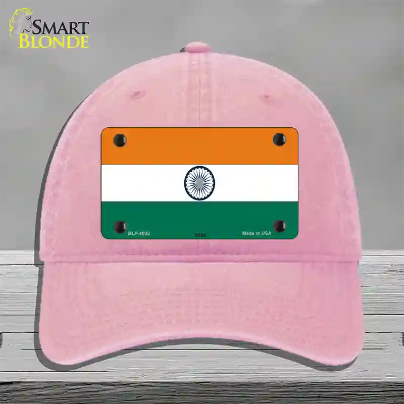 India Flag Novelty License Plate Hat Unconstructed Cotton / Pink