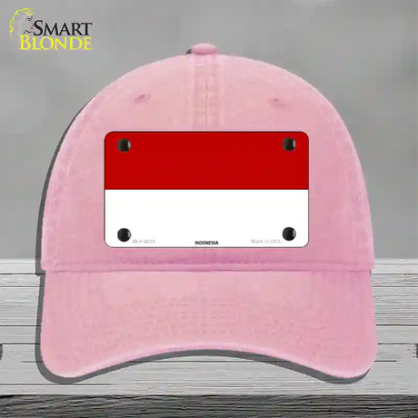 Indonesia Flag Novelty License Plate Hat Unconstructed Cotton / Pink