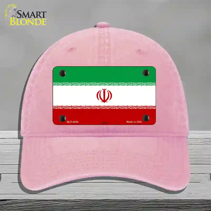 Iran Flag Novelty License Plate Hat Unconstructed Cotton / Pink