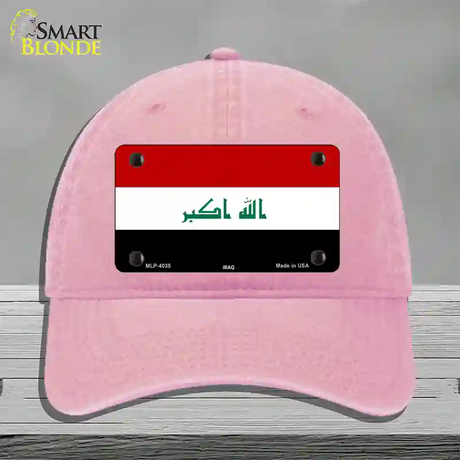 Iraq Flag Novelty License Plate Hat Unconstructed Cotton / Pink