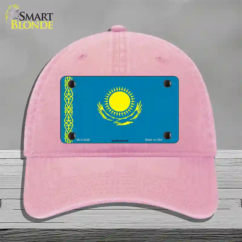 Kazakhstan Flag Novelty License Plate Hat Unconstructed Cotton / Pink