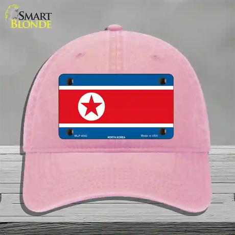 North Korea Flag Novelty License Plate Hat Unconstructed Cotton / Pink