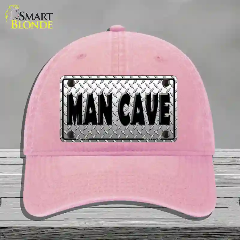 Man Cave Diamond Effect Novelty License Plate Hat Unconstructed Cotton / Pink