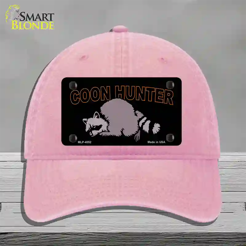 Coon Hunter Novelty License Plate Hat Unconstructed Cotton / Pink