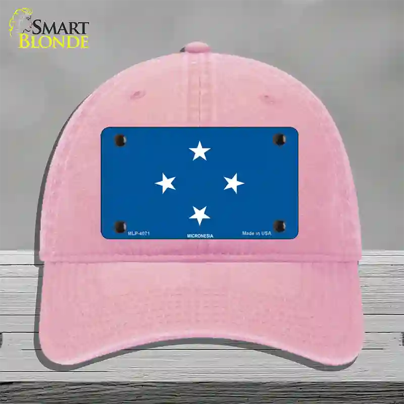 Micronesia Flag Novelty License Plate Hat Unconstructed Cotton / Pink