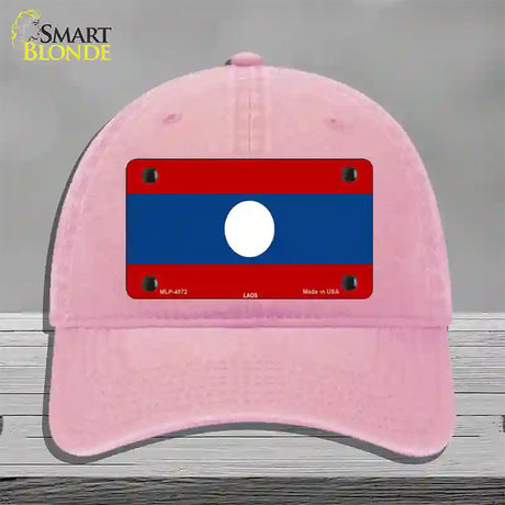 Laos Flag Novelty License Plate Hat Unconstructed Cotton / Pink